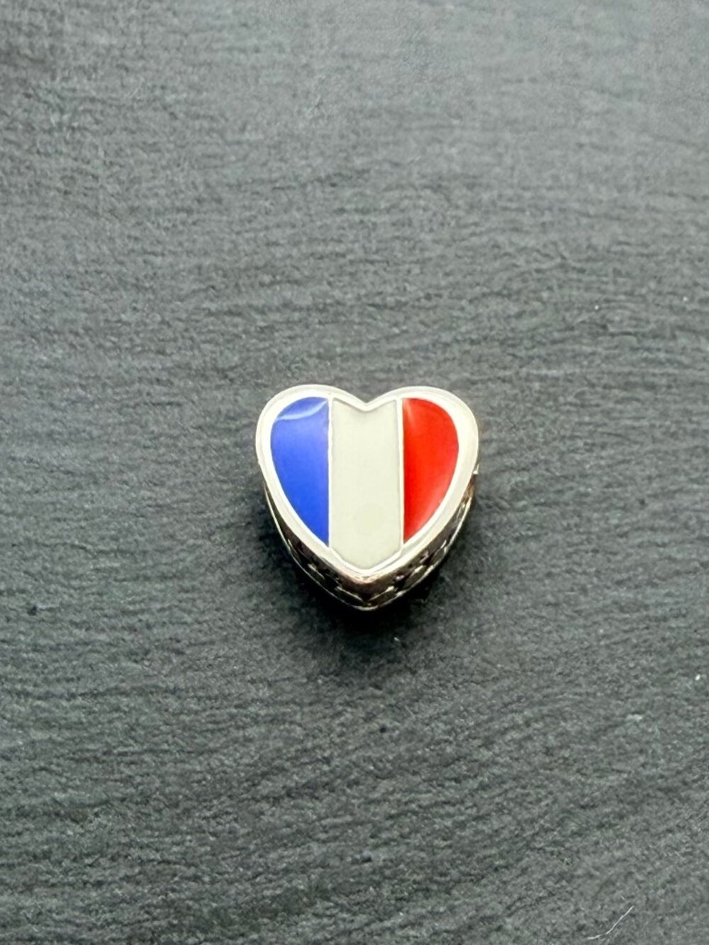 Pandora Reunion Flag Heart Charm Sterling Silver Jewelry